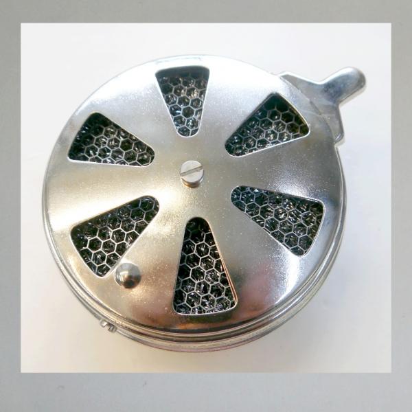 KNECHT Blech-Luftfilter, mit Klappe, Steckanschluss 40mm/ Aussendurchmesser 112mm---Umbau auf Zerlegbarkeit---