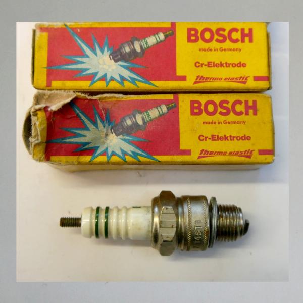 Zündkerze W145T1---M14x1,25---Wärmewert 145---Fabrikat Bosch (Original alt, OVP, NOS) 70er Jahre