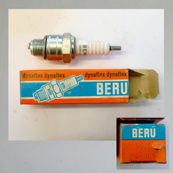 Zündkerze W95T1---M14x1,25---Wärmewert 95---Fabrikat Beru (Original alt, OVP, NOS) 60er/ 70er Jahre
