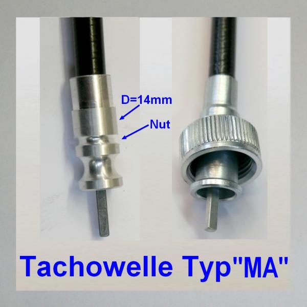 Tachowelle Maico M175, M200, M250 mit Rundmotor, Anschluss: MA80, Farbe: schwarz