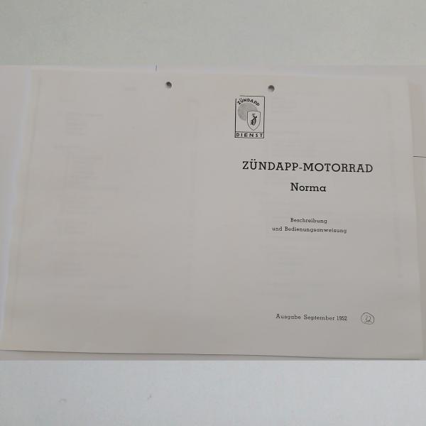 Zündapp - Norma Beschreibung und Bedienungsanweisung, Kopie