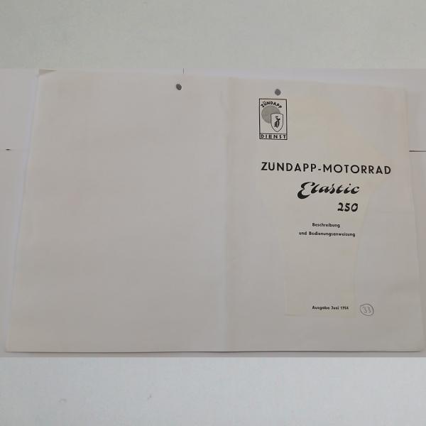 Zündapp - Elastic 250 Beschreibung und Bedienungsanweisung, Kopie