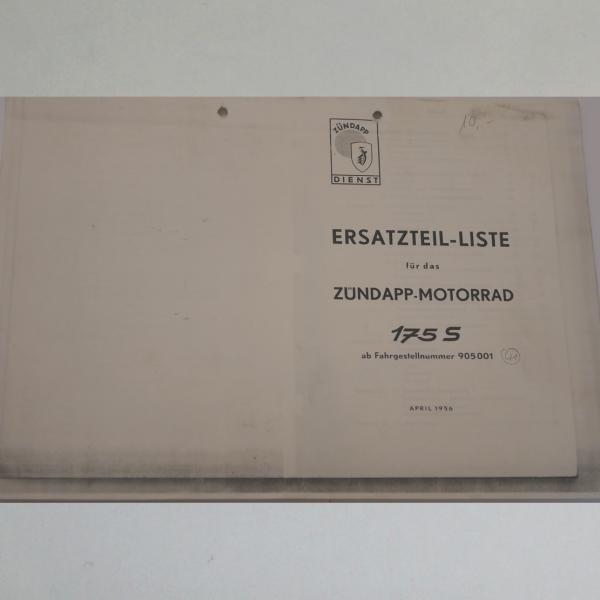 Zündapp - Ersatzteil-Liste für 175 S 1956, Kopie