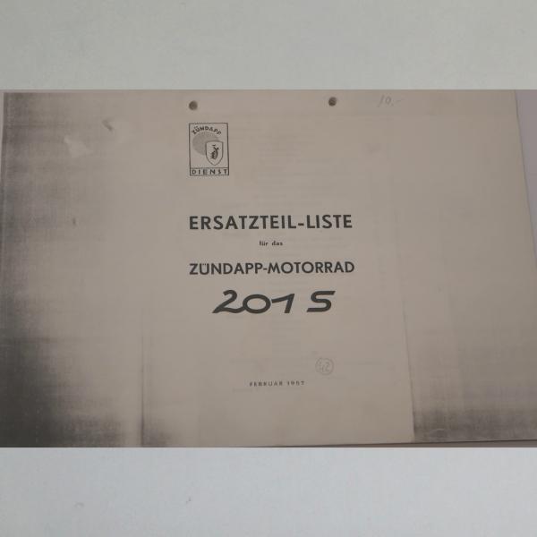 Zündapp - Ersatzteil-Liste für 201 S 1957, Kopie