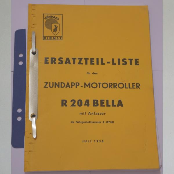 Zündapp - Ersatzteil-Liste für Bella R 204 1958, Kopie