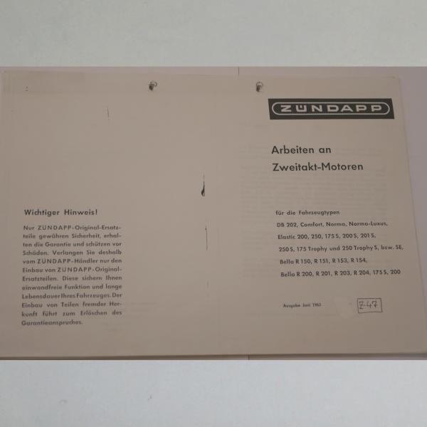 Zündapp - Arbeiten an Zweitakt-Motoren für DB 202, Comfort, Norma, Elastic, Bella, usw. 1963, Kopie