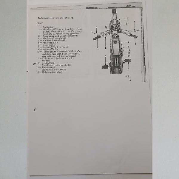Preview: Zündapp - Bedienungsanleitung für Automatic-Mofa und Automatic-Moped Typen 442, Kopie