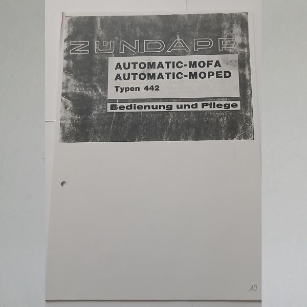 Zündapp - Bedienungsanleitung für Automatic-Mofa und Automatic-Moped Typen 442, Kopie