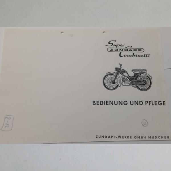 Zündapp - Bedienungsanleitung für Super Combinette, Kopie