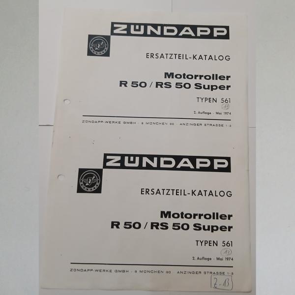 Zündapp Ersatzteil-Katalog Motorroller R 50 / RS 50 Super 1974, Kopie