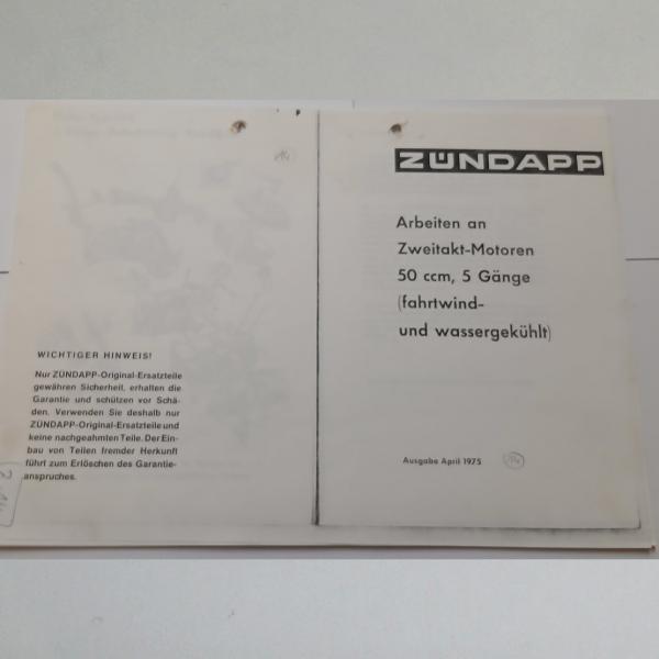 Zündapp - Arbeiten an Zweitakt-Motoren 50ccm, 5 Gänge, fahrtwind- und wassergekühlt 1975, Kopie