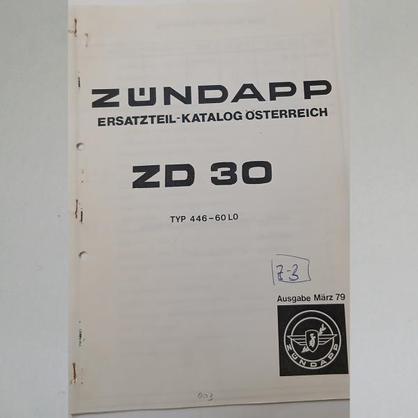 Zündapp Ersatzteil-Katalog ZD 30 Typ 446-60 LO 1979(Österreich), Kopie