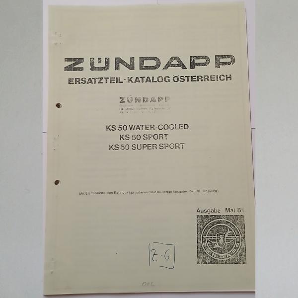 Zündapp Ersatzteil-Katalog KS 50 Water-Cooled und KS 50 Sport und Supersport 1981 (Österreich), Kopie