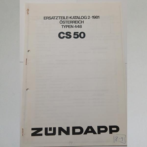 Zündapp Ersatzteil-Katalog CS 50 Typen 448 1981 (Österreich), Kopie