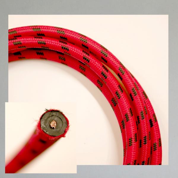 Zündkabel mit Textiler Oberfläche, rot/ schwarz---50cm---