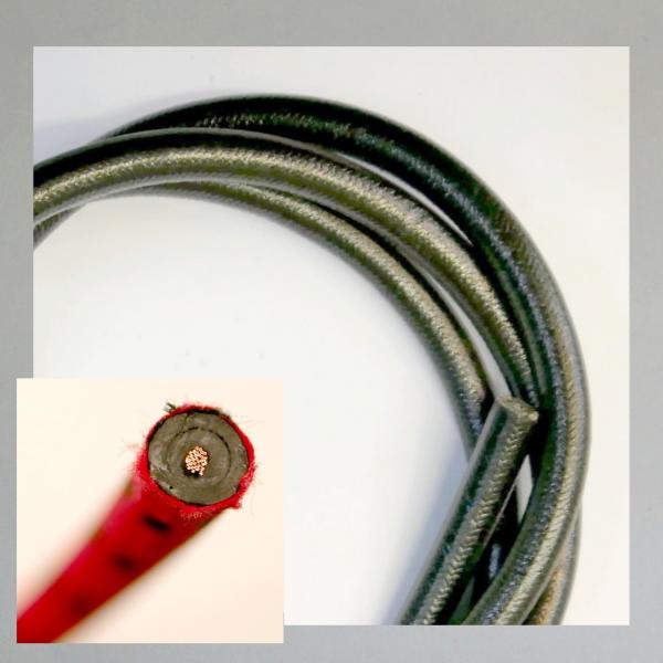 Zündkabel mit Textiler Oberfläche, schwarz (Dunkelgrau)---50cm---