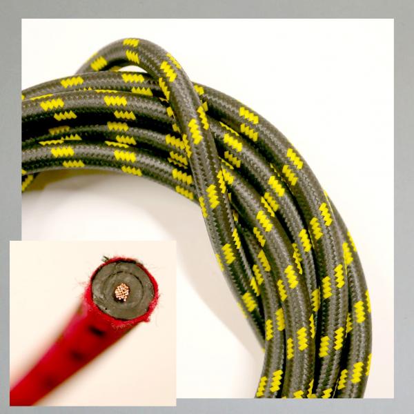 Zündkabel mit Textiler Oberfläche, schwarz/ gelb---50cm---
