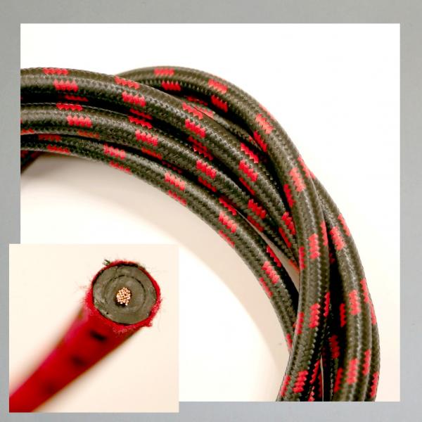 Zündkabel mit Textiler Oberfläche, schwarz/ rot---50cm---