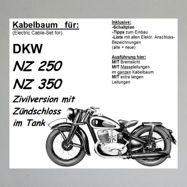 Kabelbaum/ Kabelsatz/ Leitungssatz Kabelbaum DKW NZ250, NZ350 (Zündschloss im Tank)