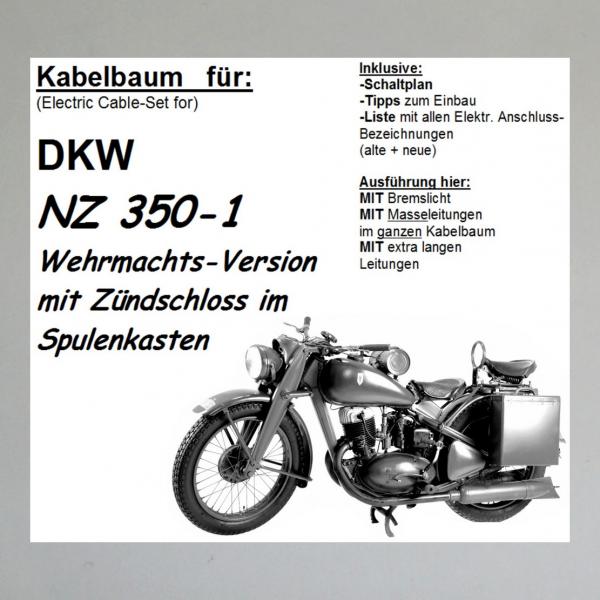 Kabelbaum/ Kabelsatz/ Leitungssatz Kabelbaum DKW NZ350WH, NZ350-1 (Zündschloss im Spulenkasten)