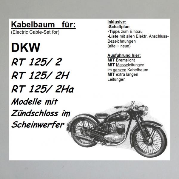 Kabelbaum/ Kabelsatz/ Leitungssatz DKW RT125/2, RT125/2H, RT125/2Ha (Zündschloss in der Lampe)