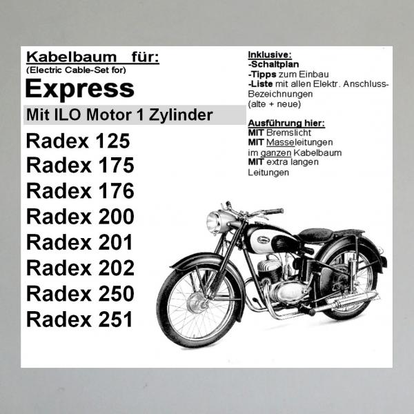 Kabelbaum/ Kabelsatz/ Leitungssatz Express Radex 125, 175, 176, 200, 201, 202, 250, 251 (mit ILO Motor)