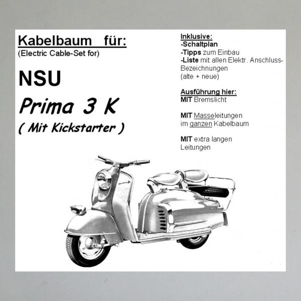 Kabelbaum/ Kabelsatz/ Leitungssatz NSU Prima 3 K ohne Anlasser