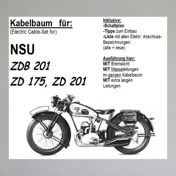 Kabelbaum/ Kabelsatz/ Leitungssatz NSU ZDB 201, ZD 201, ZD 175