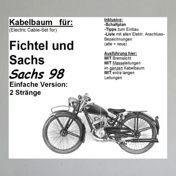 Kabelbaum/ Kabelsatz/ Leitungssatz Sachs 98, 100, S98M32, S98M50, Ilo FM 100, FM 120 usw---Einfache Version mit 2 Strängen---