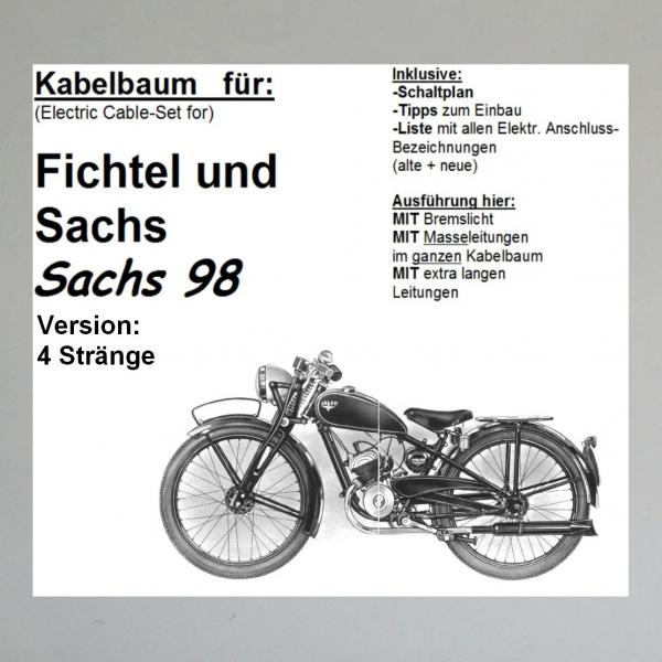 Kabelbaum/ Kabelsatz/ Leitungssatz Sachs 98, 100, S98M32, S98M50, Ilo FM 100, FM 120 usw---Version mit 4 Strängen---