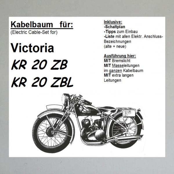 Kabelbaum/ Kabelsatz/ Leitungssatz Victoria KR20ZB, KR20ZBL (mit ILO Zweitakt-Motor mit angeblocktem Getriebe, ca 1934-1937)
