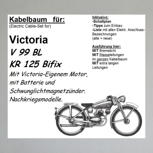 Kabelbaum/ Kabelsatz/ Leitungssatz Victoria V99BL, KR125 Bifix (Nachkriegsmodelle mit Victoria Motor)