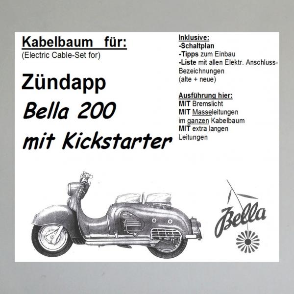 Kabelbaum/ Kabelsatz/ Leitungssatz Zündapp Bella 200 (Kickstarter)