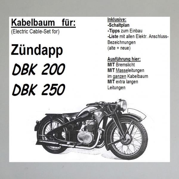 Kabelbaum/ Kabelsatz/ Leitungssatz Zündapp DBK 200, DBK 250