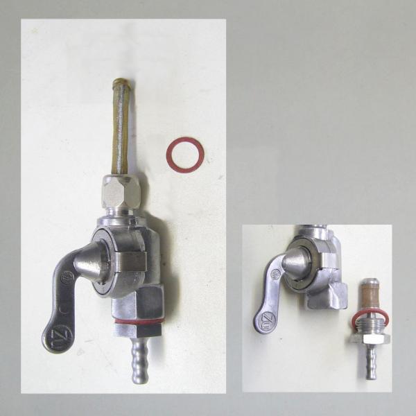 Benzinhahn AW "Systemhahn": 2-Filterhahn---tankseitig M12x1 Links/Rechts für Mofa, Moped, Mokick