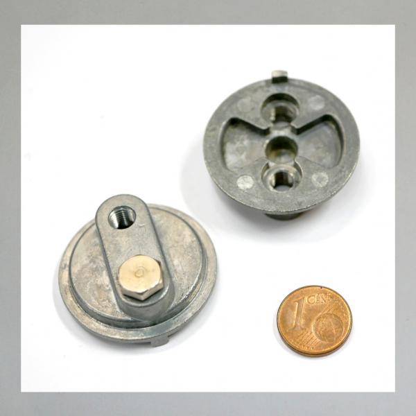 Deckelplatte (Zugdeckel) für Bing A und AJ-Vergaser mit 24, 26, 27 mm Durchlass und 1 Zug---Ori. NEUTEIL---