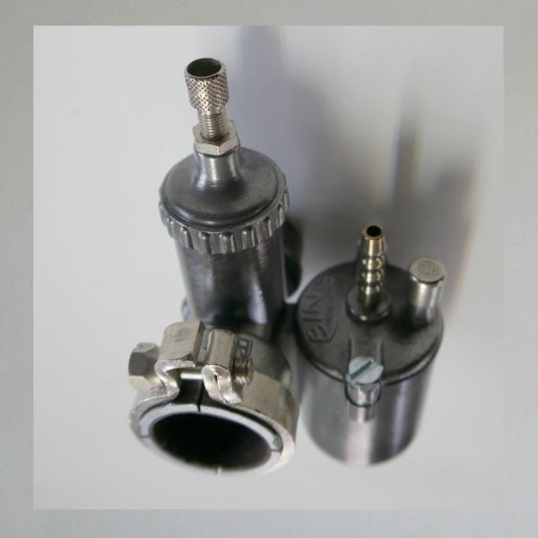 Leergehäuse mit passendem Gasschieber: Bing Vergaser DKW RT 125/2, Typ 1/20/20 (=ältere Version)