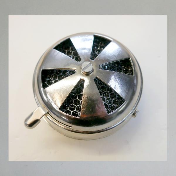 BING Blech-Luftfilter, mit Klappe, Steckanschluss 35mm/ Aussendurchmesser 84mm, 50er Jahre Ausführung!---Umgebaut auf Zerlegbarkeit---