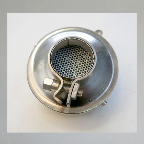 BING Blech-Luftfilter, mit Klappe, Steckanschluss 35mm/ Aussendurchmesser 84mm, 50er Jahre Ausführung!---Umgebaut auf Zerlegbarkeit---