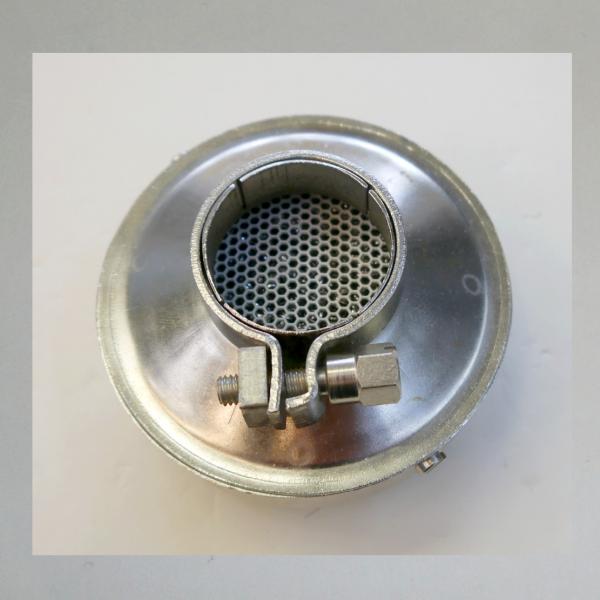 BING Blech-Luftfilter, mit Klappe, Steckanschluss 35mm/ Aussendurchmesser 84mm, 50er Jahre Ausführung!---Umgebaut auf Zerlegbarkeit---
