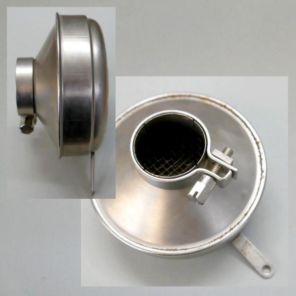 BING Blech-Luftfilter mit Klappe, Anschluss: 40mm/ Aussendurchmesser 113mm---neu vernickelt---