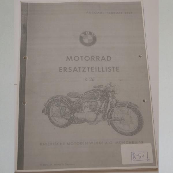 BMW - Ersatzteilliste R 26 1959, Kopie