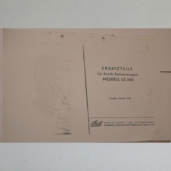 Steib - Ersatzteileliste für Steib-Seitenwagen Modell LS 200 1948, Kopie