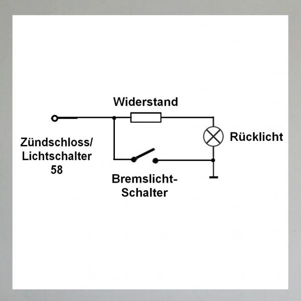 Kabelbaum-Ergänzung: Widerstand für Bremslicht mit Einfadenbirne---3,0 Ohm (Fahrzeug ohne Beiwagen)