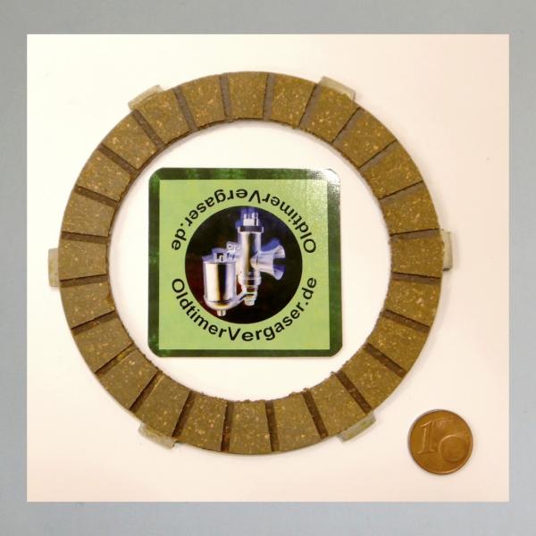 Kupplungsscheibe für DKW RT 125, RT 125W, RT 125/2, Ardie, Dürkopp, NSU: Reibbelag auf Stahl---Repro NEU---