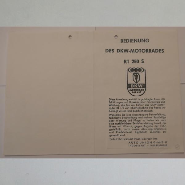 DKW - Bedienung des Motorrades RT 250 S, Kopie