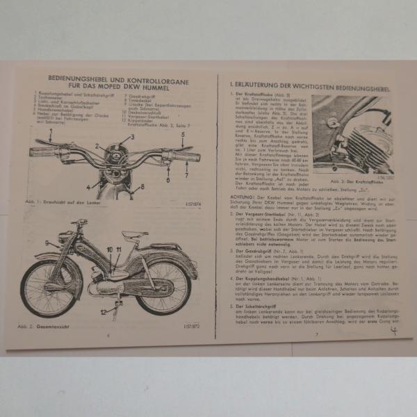 DKW - Betriebsanleitung für Hummel Standard und Super Moped, Kopie