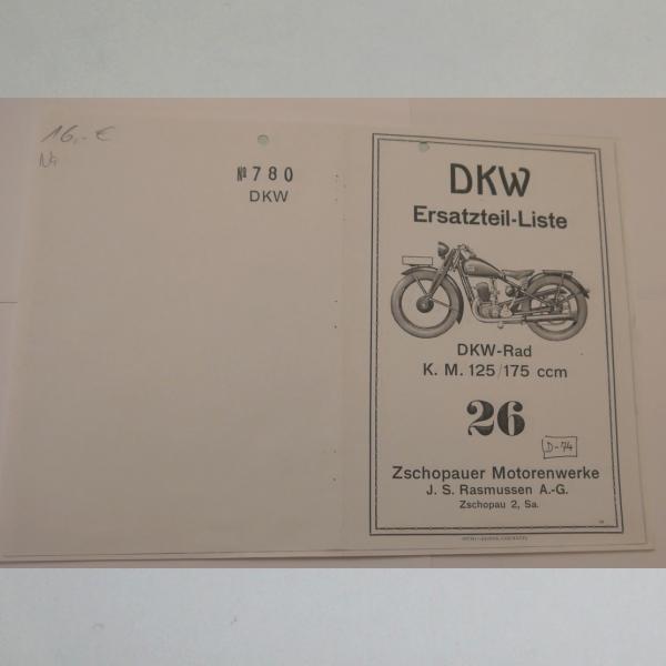 DKW - Ersatzteile-Liste 26 für KM 125 und KM 175, Kopie