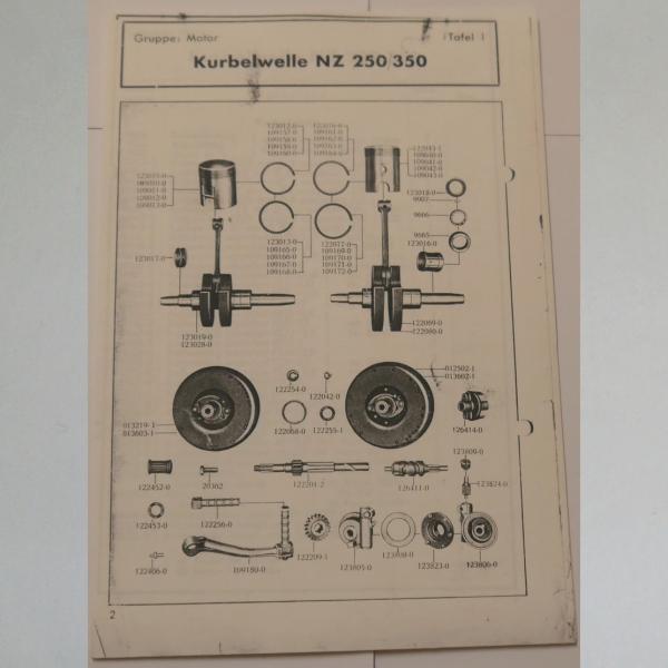 DKW - Ersatzteile-Liste 58a Nachtrag zu Liste 58 NZ 250/350, Kopie