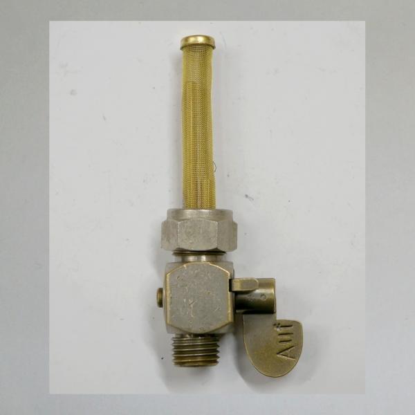 Everbest ("Würfelhahn") Benzinhahn mit Reserve: Tankseitig M16x1---Ablaufseitig M12x1,5---30er Jahre Ausführung aus Messing
